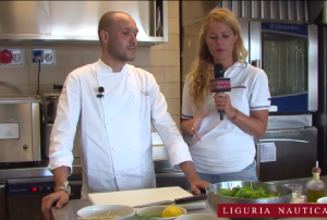 COTTO E IMBARCATO – Spaghetti di Gragnano al pesto di spinaci e crudo di seppie