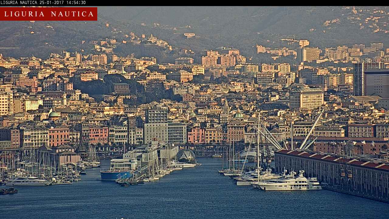 Genova - Il Porto Antico inquadrato dalla webcam di Liguria Nautica