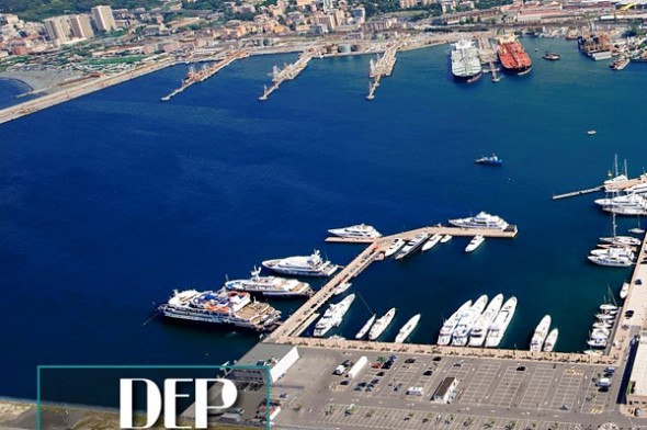 Una panoramica aerea del Marina Genova Aeroporto, dove si svolgerà la Fiera della Pesca DEP 2017