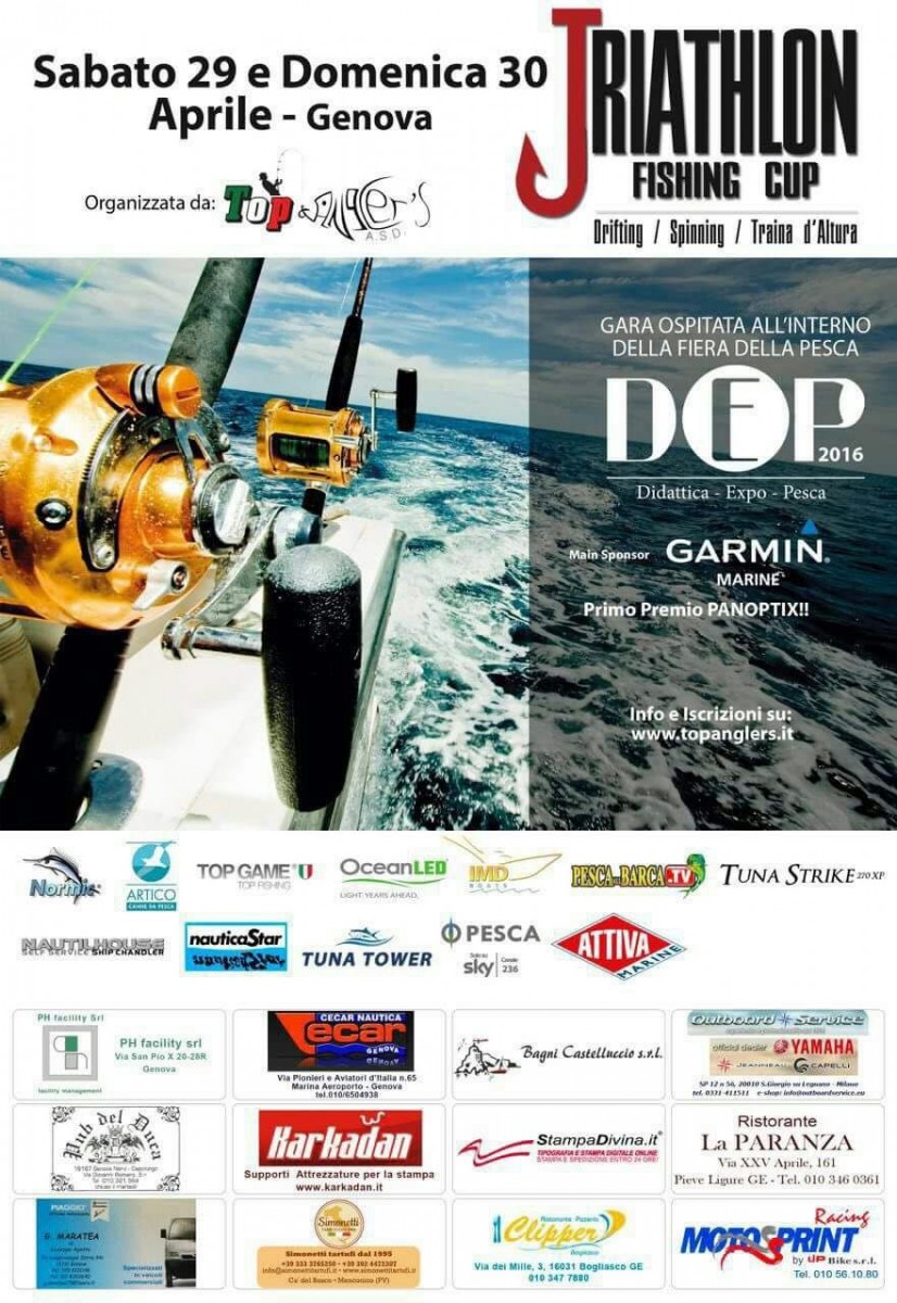 Locandina della Fiera della Pesca DEP e della Triathlon Fishing Cup