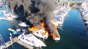 Incendio Everett Marina ripreso da drone