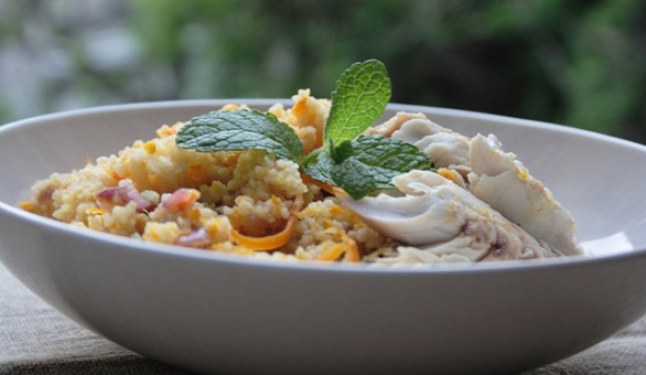 Nasello con cous cous e arancia
