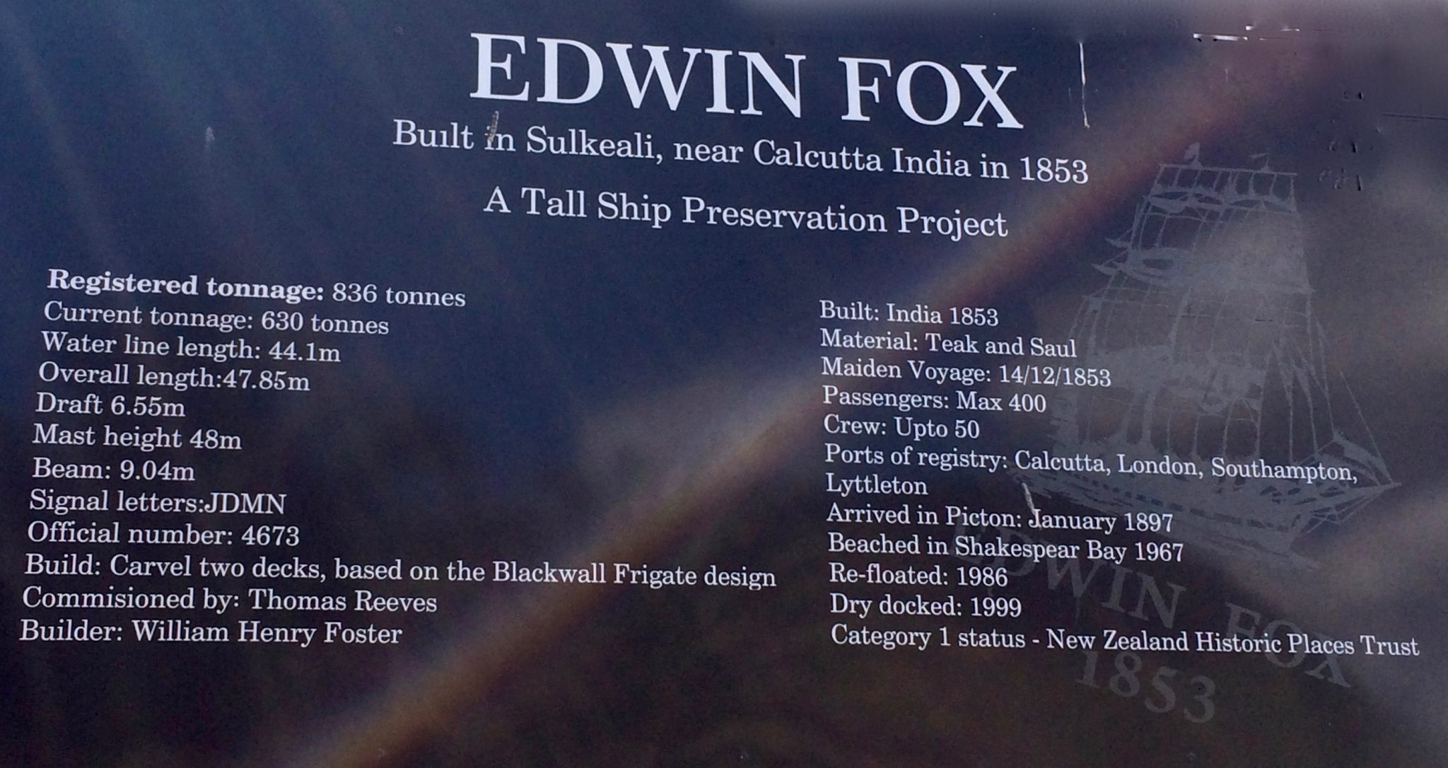 Caratteristiche dell'Edwin Fox