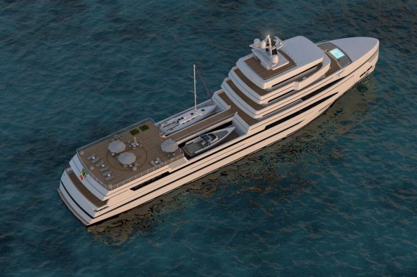 Un rendering di una delle barche progettate dal cantiere Rosetti Superyachts