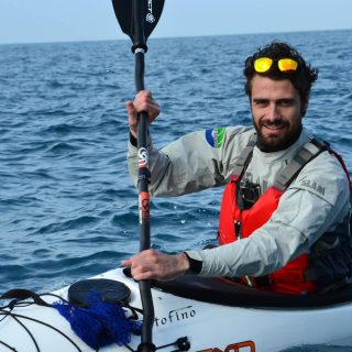 Il presidente di Outdoor Portofino, Luca Tixi, durante l'AMP Clean Up in sinergia con Slam