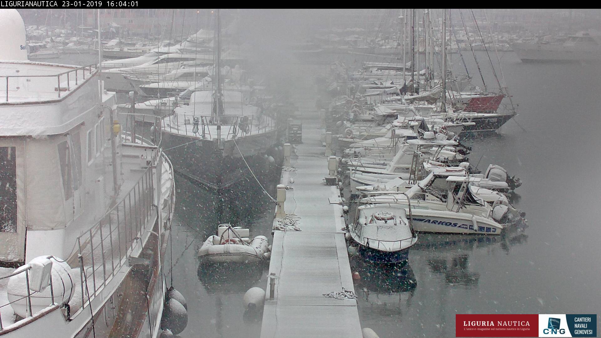 La nevicata su Genova vista dalla nostra webcam sui Cantieri Navali Genovesi