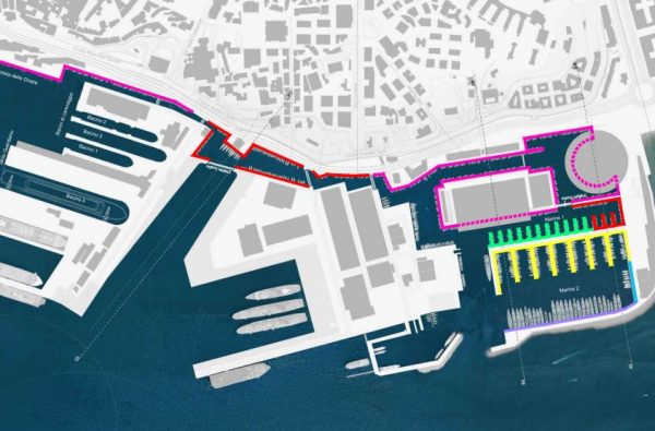 Posti barca nel progetto Waterfront di Levante di Renzo Piano