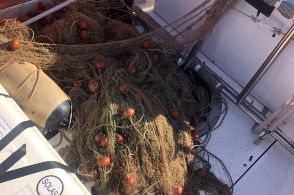 La rete da pesca rinvenuta a Prà