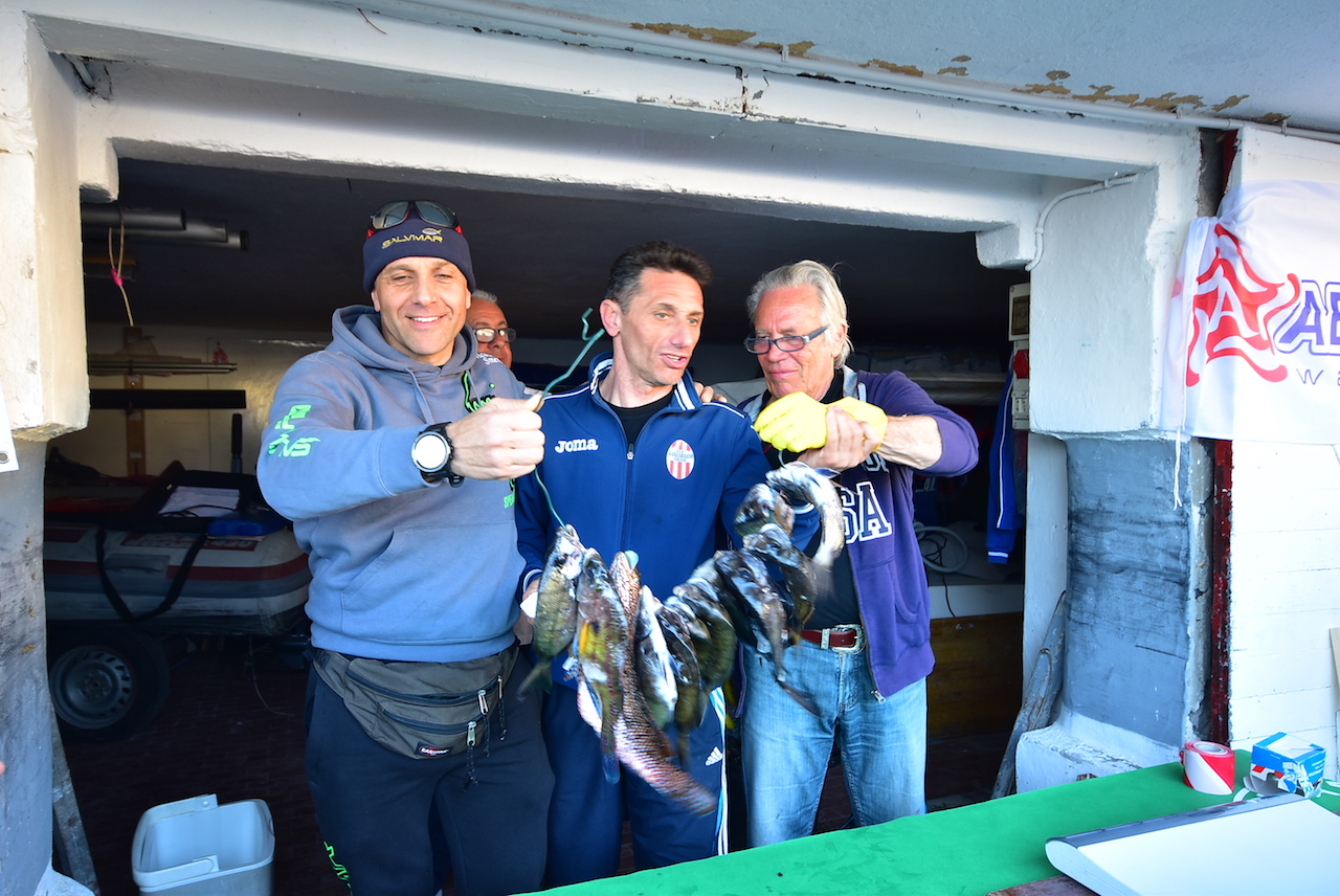 Bova e Smeraldi, i secondi classificati alla gara di pesca subacquea in apnea a coppie di Bogliasco 2019