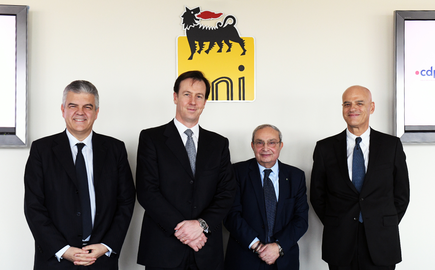 Da sinistra: Ferraris, Palermo, Bono e Descalzi