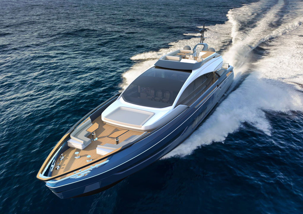 Il rendering dell'Azimut Grande S10 in navigazione