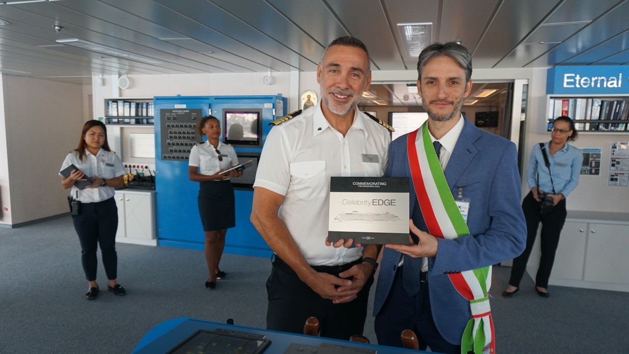 Il sindaco di Santa Margherita a bordo della Celebrity Edge