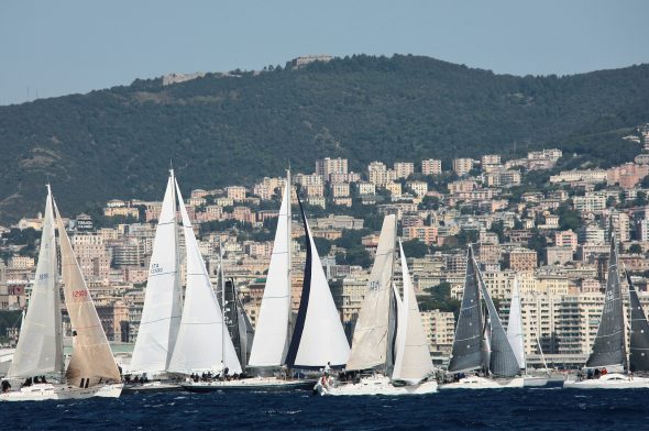 Una regata di fronte a Genova