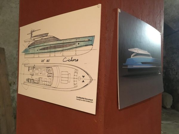 Un bozzetto di Aldo Cichero per il Cantiere Navale Santamargherita