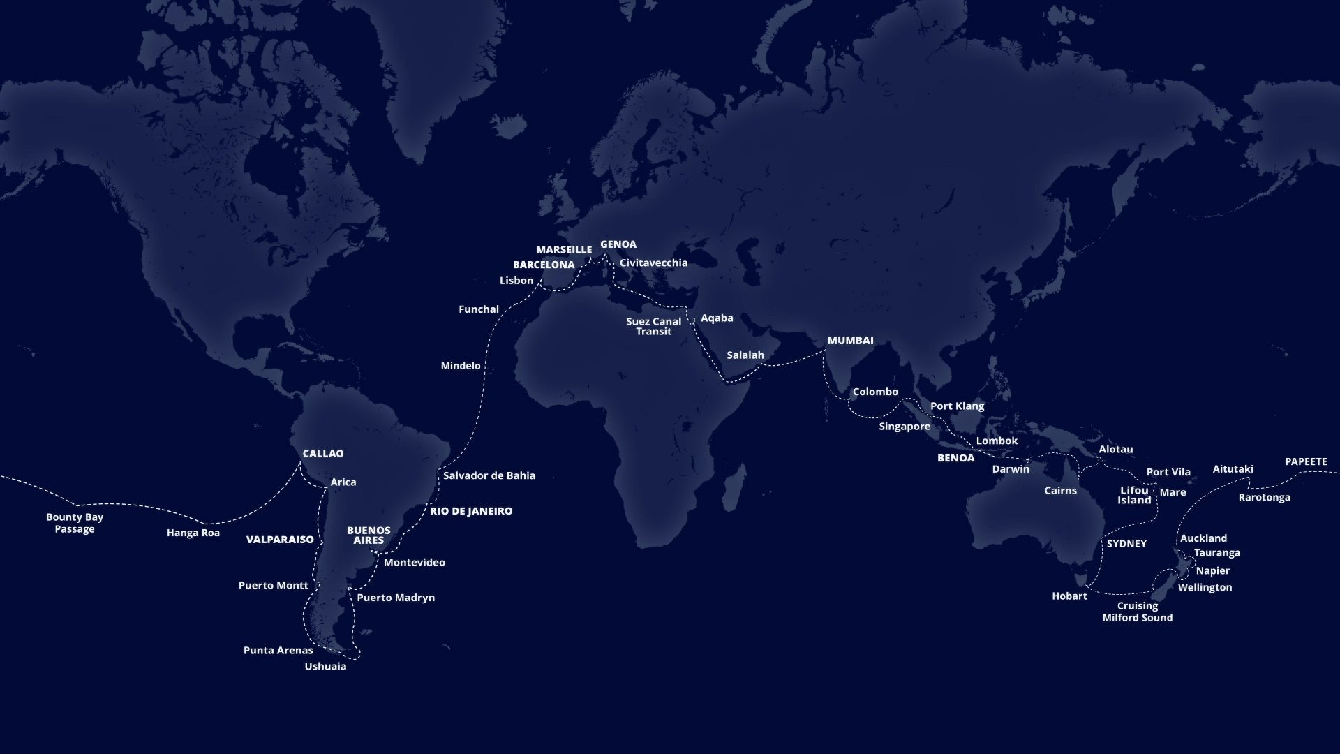 L'itinerario della MSC World Cruise 2022