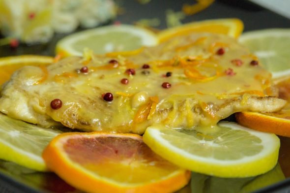 Sea Bass with Citrus Fruits