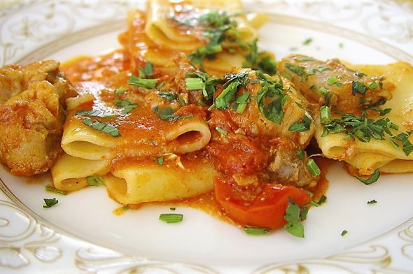 Paccheri with grouper and cherry tomatoes