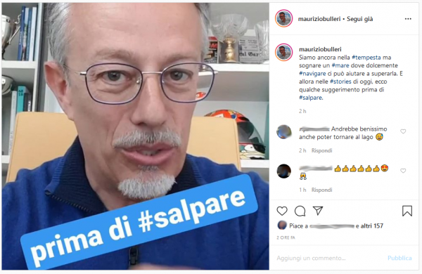 Maurizio Bulleri in una delle sue "storie" su Instagram