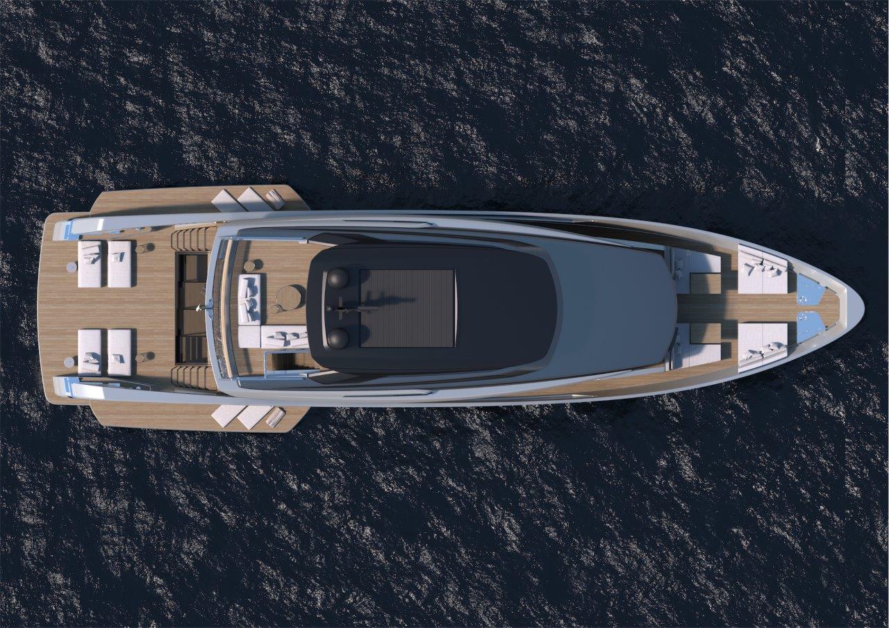 La poppa del Sanlorenzo SX112 si apre interamente sul mare