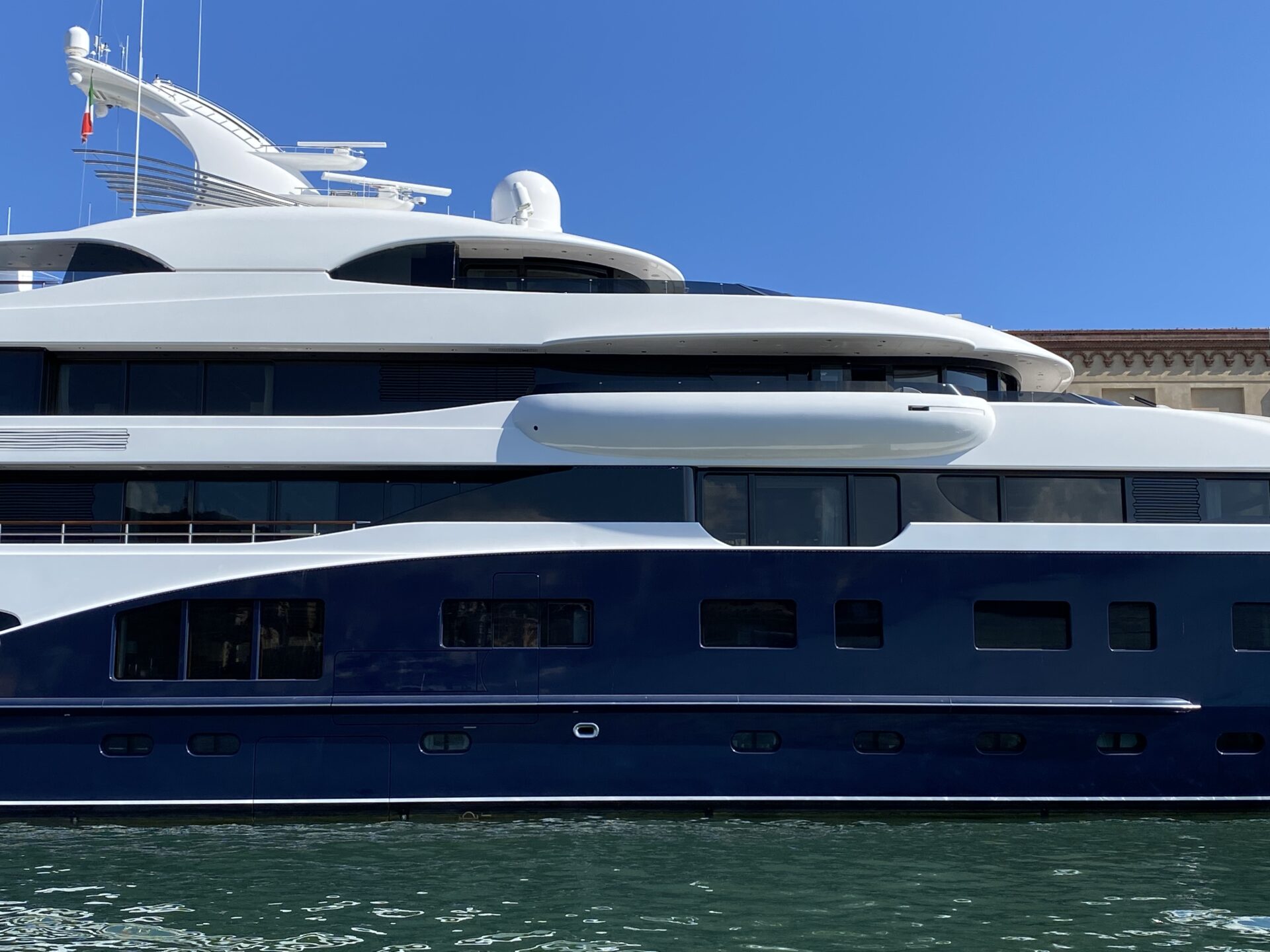 Symphony in Genoa. The giga yacht (102 metres) belonging to