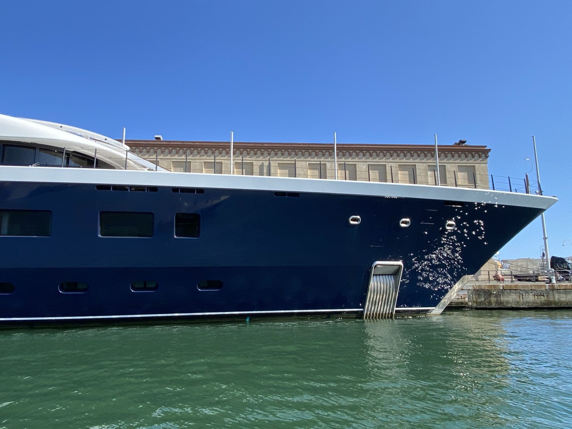 Symphony in Genoa. The giga yacht (102 metres) belonging to