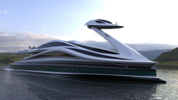 Ecco “Avanguardia”, il gigayacht che sembra un cigno, ispirato a Mazinga