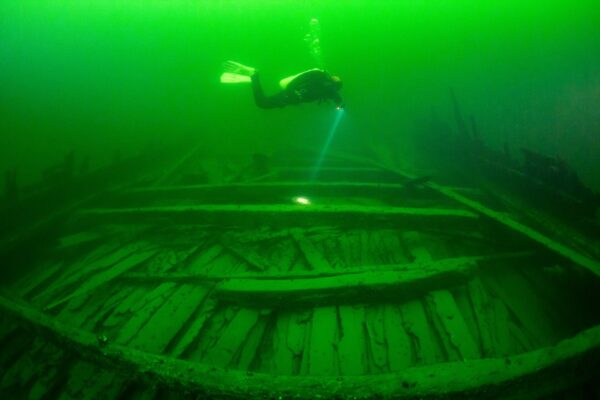 relitti nel Mar Baltico - Marco Alì sul relitto dell’Anna Maria (foto di Thomas Ullström)