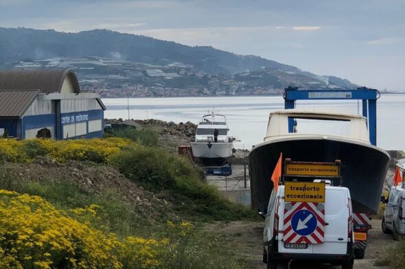 Sanremo, Cantieri del Mediterraneo - Trasporto scafo