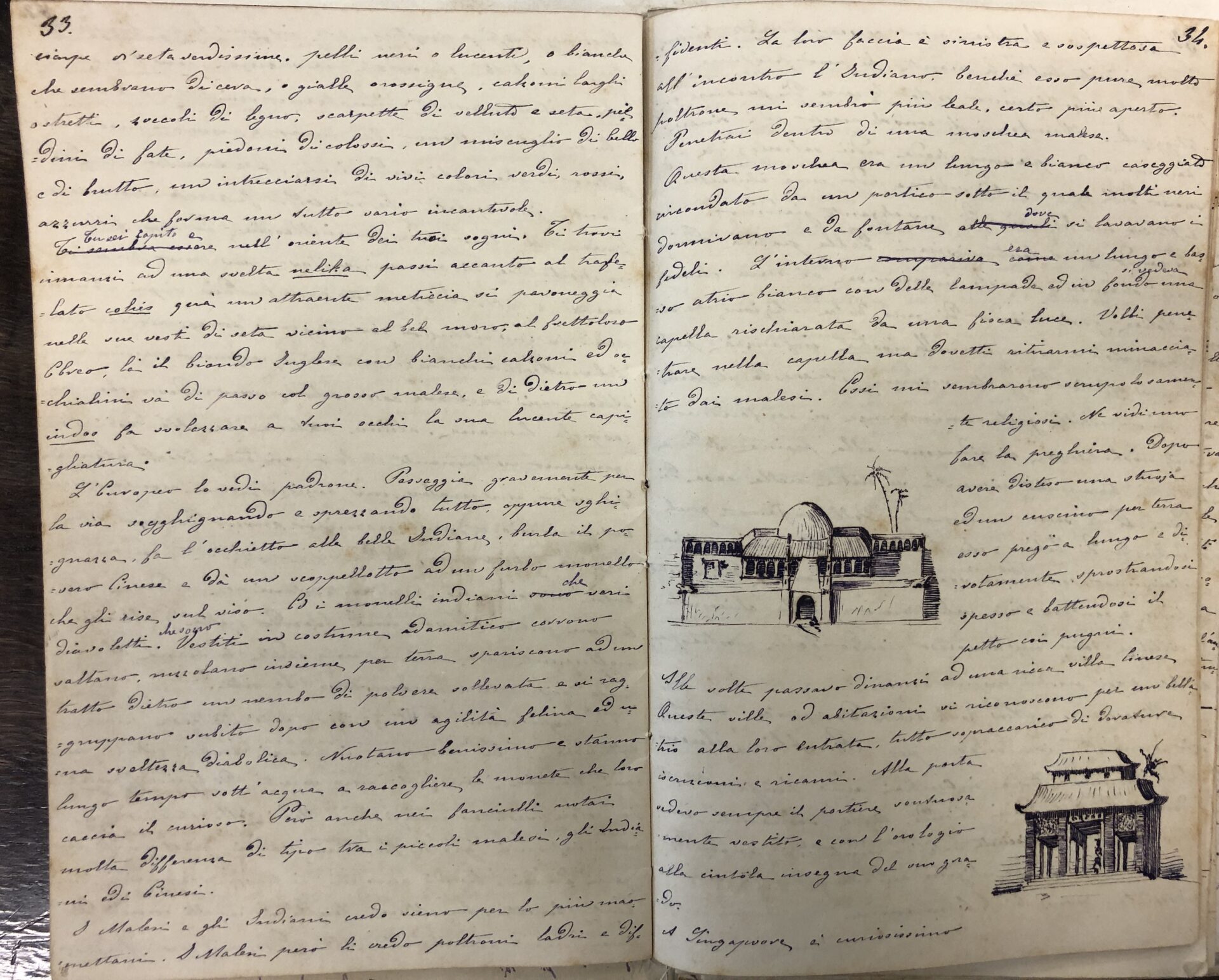 Edifici dal viaggio alle Indie (1878) Francesco Gerolamo. FONTE: Fondazione Ansaldo