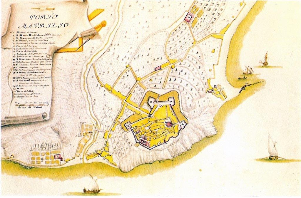 relitto delle Ratteghe di Porto Maurizio, il Paris et Londres - Porto_Maurizio-mappa_Matteo_Vinzoni_(1773)