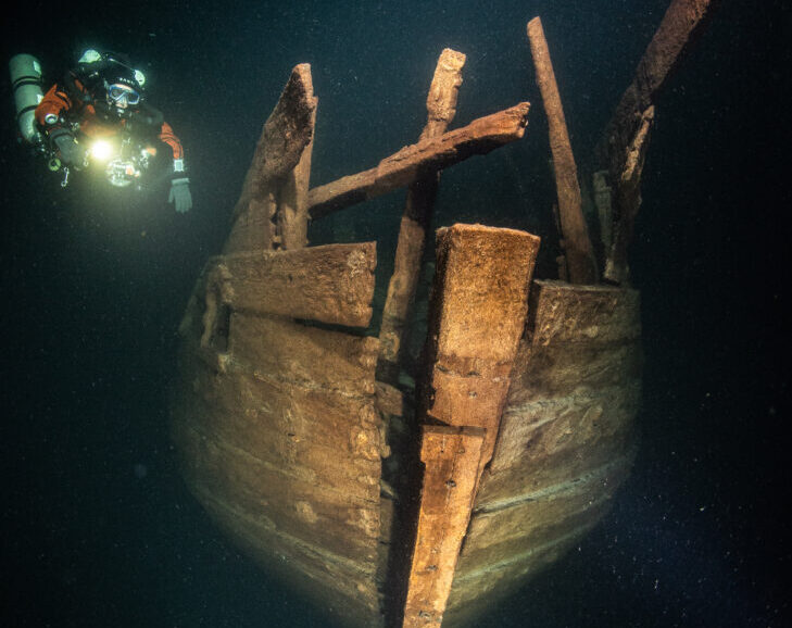 Wreck of a Dutch type fluit ship, possibly from 17th century or early 18th century. Dived by Badewanne team July 2020