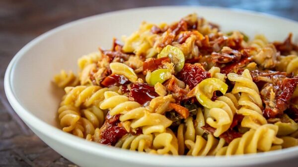 Pasta-pomodori-secchi e tonno