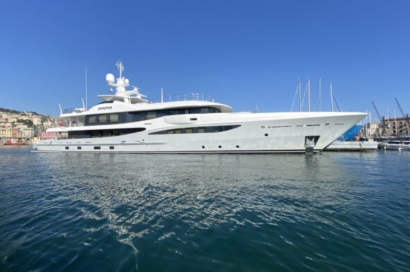 The 55-metre super yacht, “Papa” at the Marina Porto Antico di Genova: photos by Daily Nautica