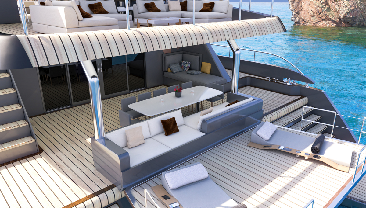 catamarano di kevlar composito VisionF 100 render