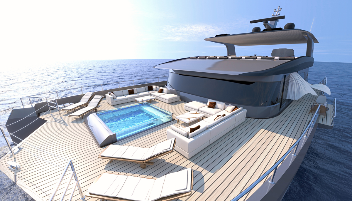 catamarano di kevlar composito VisionF 100 render