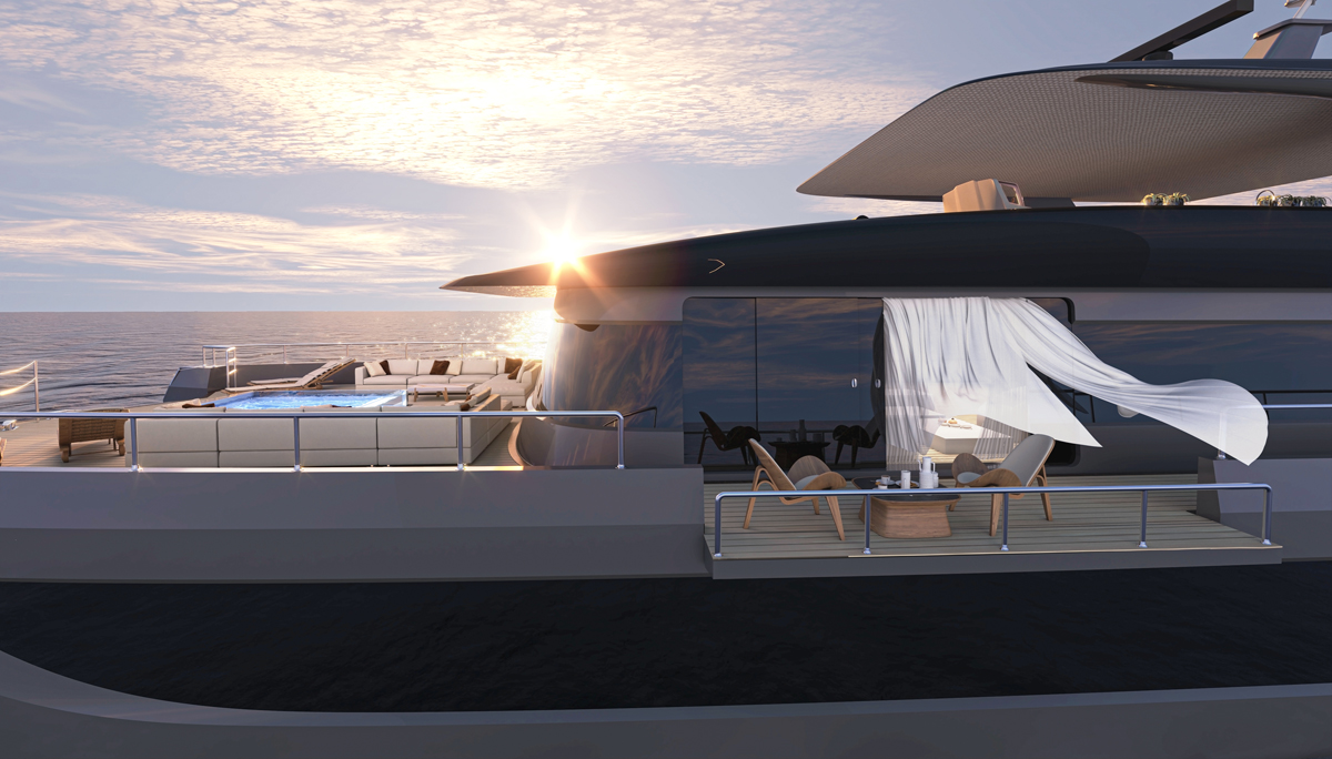 catamarano di kevlar composito VisionF 100 render