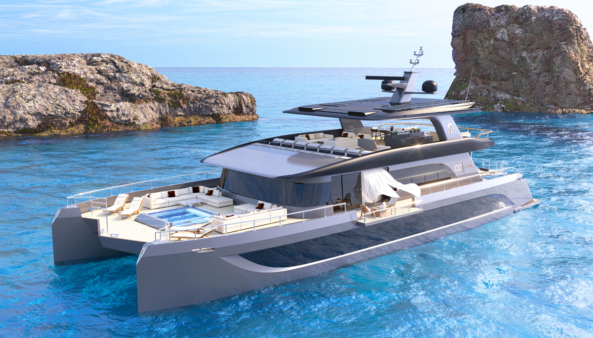 catamarano di kevlar composito VisionF 100 render