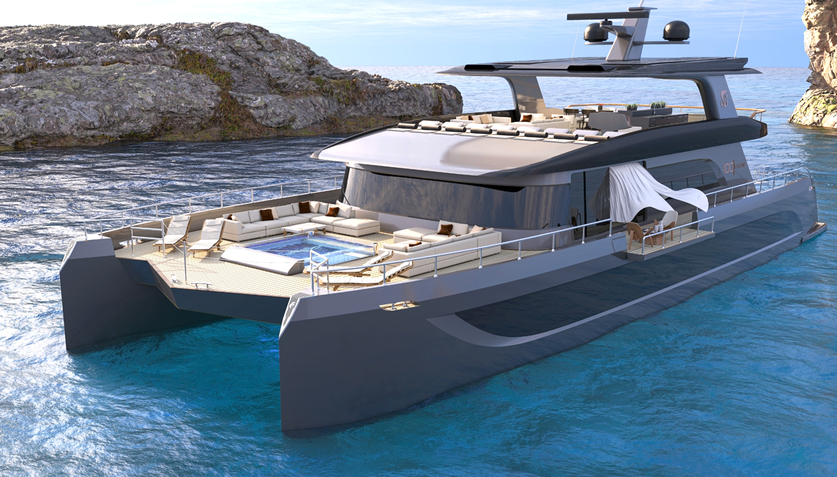 catamarano di kevlar composito VisionF 100 render