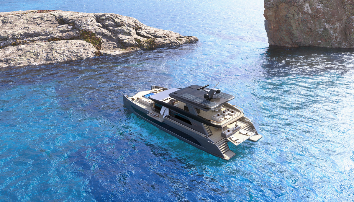 catamarano di kevlar composito VisionF 100 render