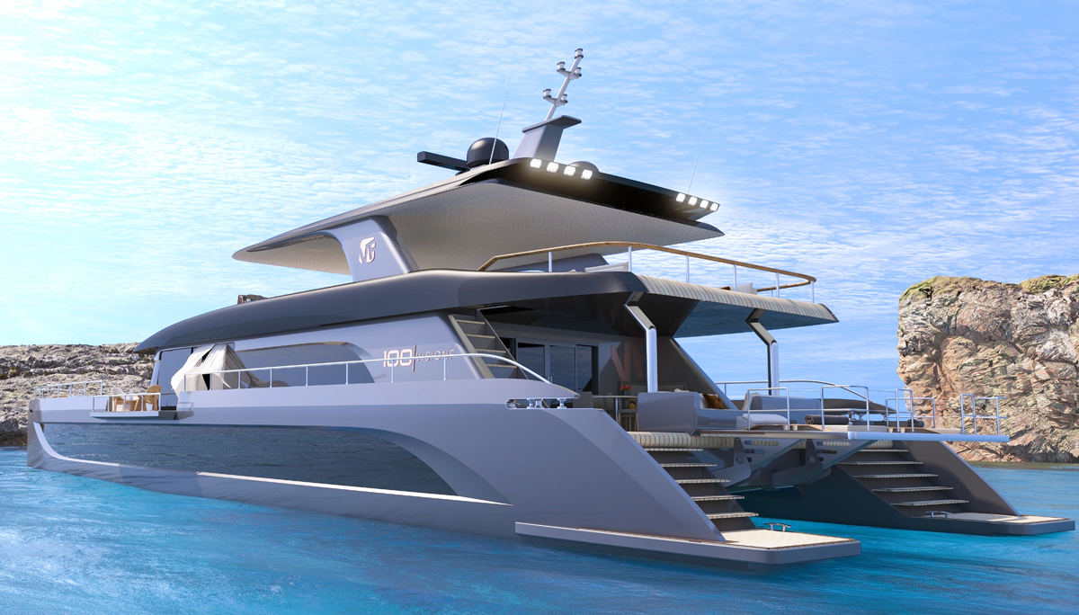 catamarano di kevlar composito VisionF 100 render