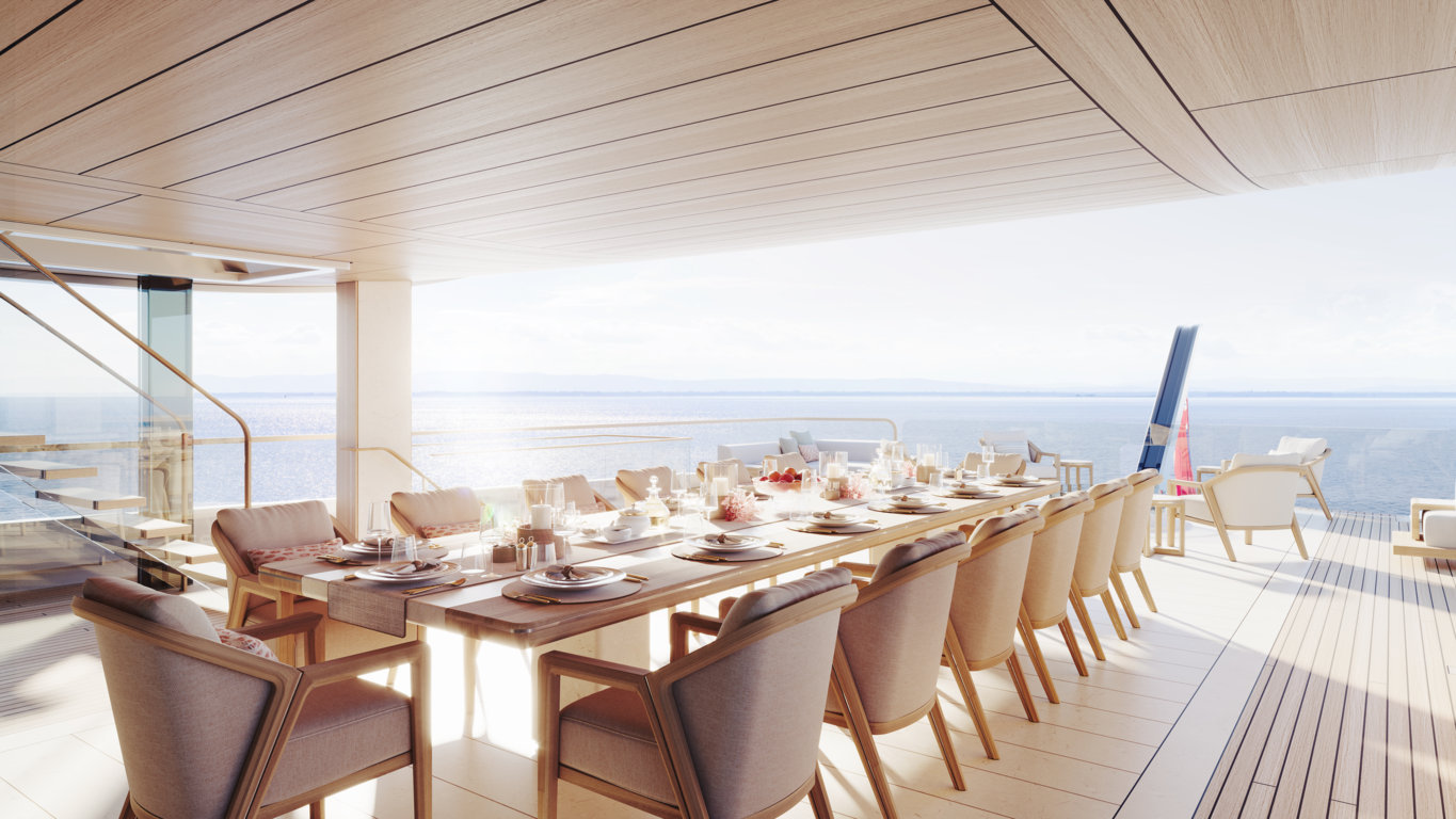 Upper deck dining - credit Feadship