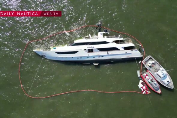37 metre superyacht takes on water and the captain decides to beach it