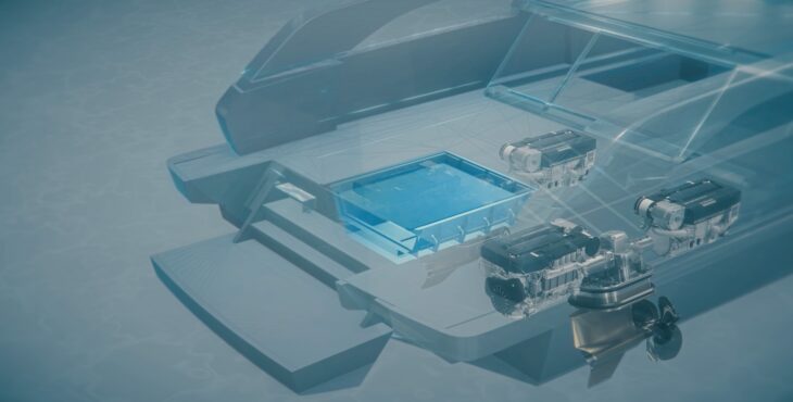 Sistema IPS Professional di Volvo Penta installato sul Sanlorenzo SX120, tecnologia di propulsione sostenibile per yacht di lusso